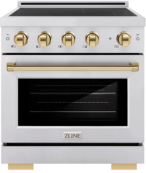 ZLINE 30" 4.2 cu. ft. Autograph Edition Paramount Stainless Steel with Polished Gold Accents Pro Sty