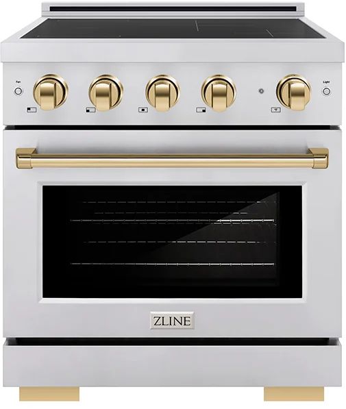ZLINE Autograph Edition Paramount 30" Stainless Steel Pro Style Induction Range with Polished Gold Accents-0