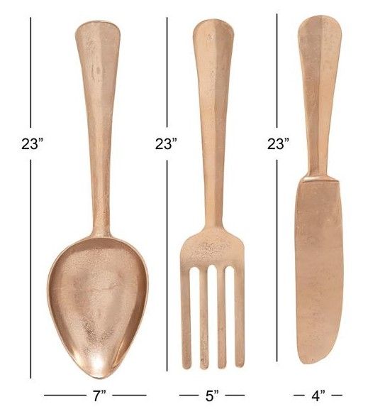 Deco Marche 3-Piece Copper 7'' Kitchen Utensils Wall Decor Set-3