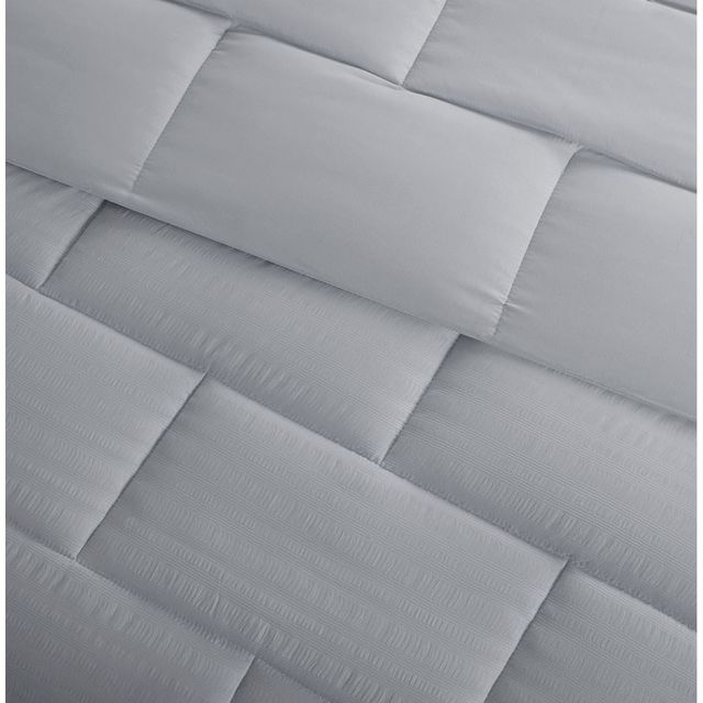 Olliix by Intelligent Design Avery Grey Full/Queen Seersucker Down Alternative Comforter Mini Set-3