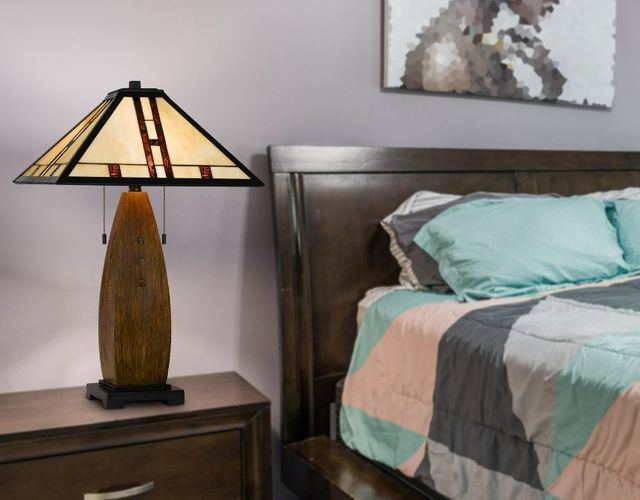 Cal® Lighting & Accessories Tiffany Oak Table Lamp-3