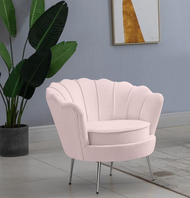 Meridian Furniture Gardenia Pink Velvet Chair-1