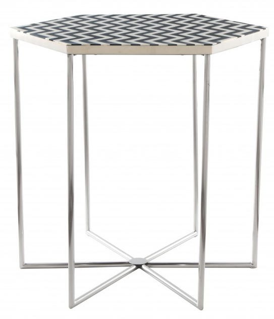 Zuo® Modern Forma Zebra Patten Side Table with Chrome Base -0