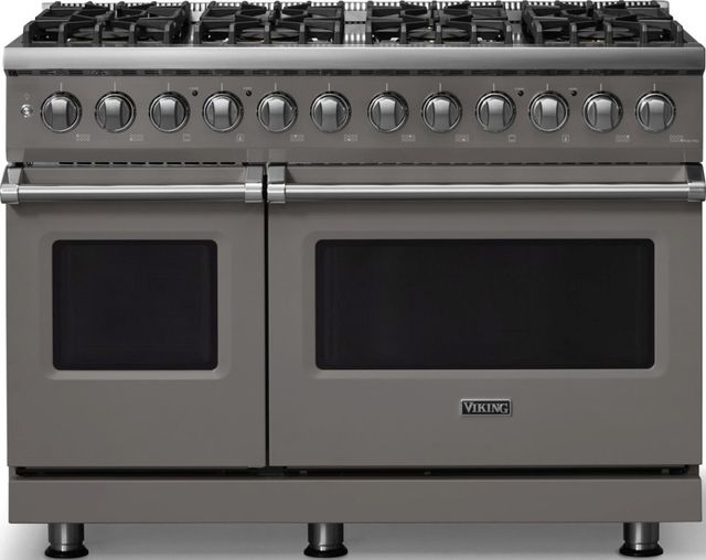 Viking® 5 Series 48" Damascus Gray Pro Style Dual Fuel (NG) Range with Polished Chrome Trim-0