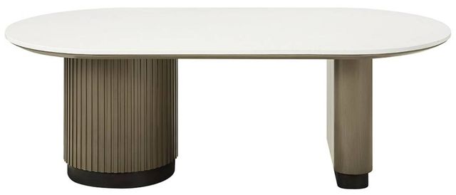 ACME Furniture Clayten White Coffee Table with Light Oak Base-3