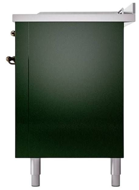 Ilve® Nostalgie II Noblesse 60'' Emerald Green Pro Style Dual Fuel Range with Burnished Trim-3