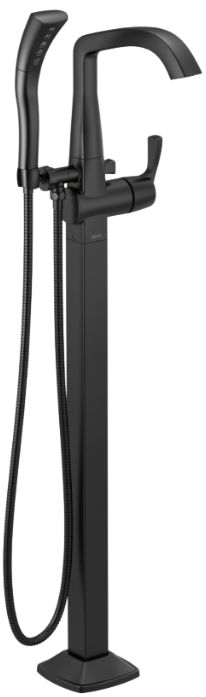 Delta Stryke® Matte Black Floor Mount Tub Filler Trim-0