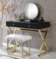 ACME Furniture Adao Black/Brass/White Mirror and Stool-1
