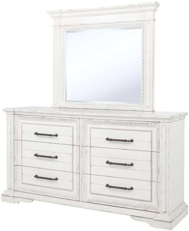 Coaster®  McKinney Vintage White Dresser with Mirror-2