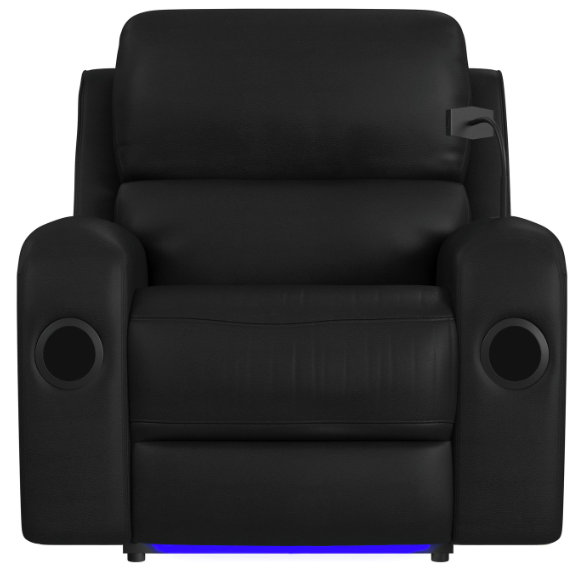 Elements International Euphora Black Power Glider Recliner - Thumbnail 4