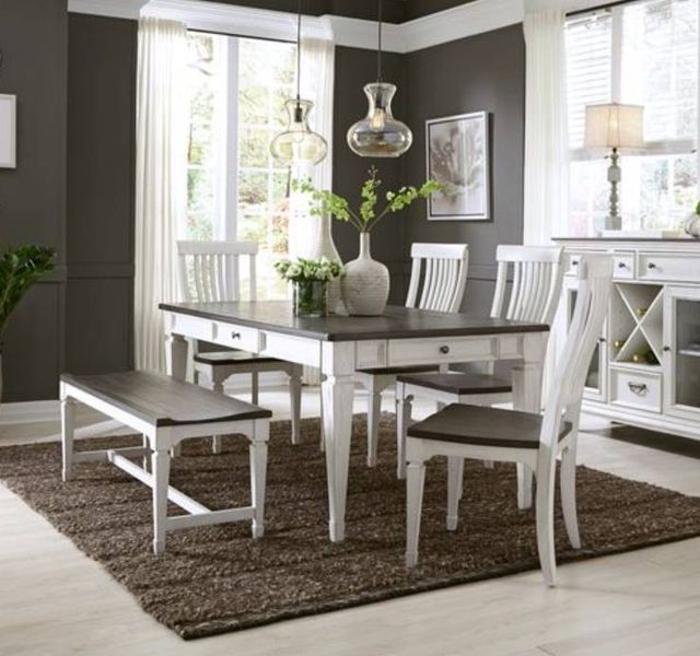 Liberty Furniture Allyson Park 6-Piece Charcoal/Wirebrushed White Rectangular Table Set-1