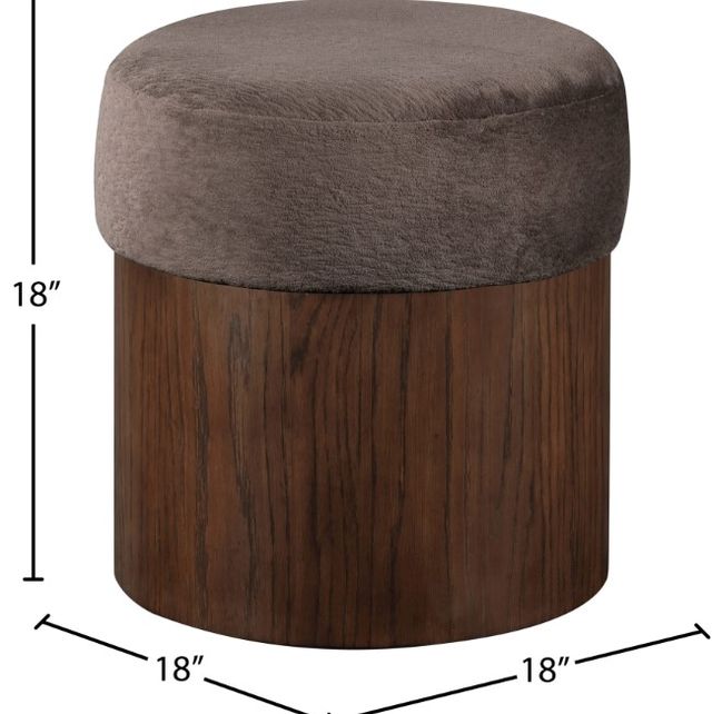 Meridian Furniture Nimes Brown/Walnut Velour Fur Ottoman-3