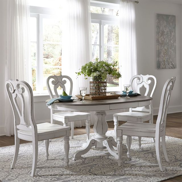 Liberty Furniture Magnolia Manor 5-Piece Antique White/Weathered Bark Dining Set