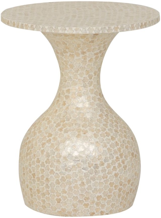 Linon Capiz Cream Hourglass Side Table-0