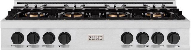 ZLINE Classic Autograph Edition 48" Stainless Steel Gas Rangetop with Matte Black Accents-0