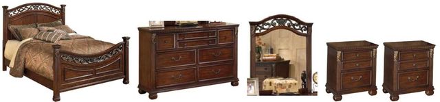 Signature Design by Ashley® Leahlyn 5-Piece Warm Brown King Panel Bed Set-0