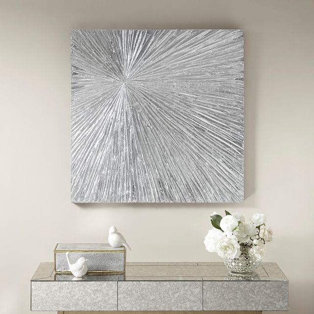 Olliix by Madison Park Signature Silver Sunburst Silver Resin Dimensional Palm Box-1