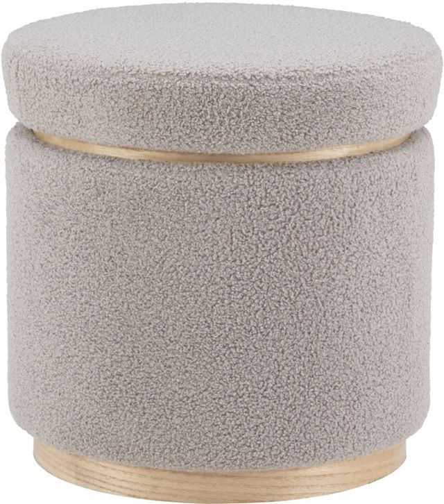 Linon Sunny Gray Round Storage Ottoman-0
