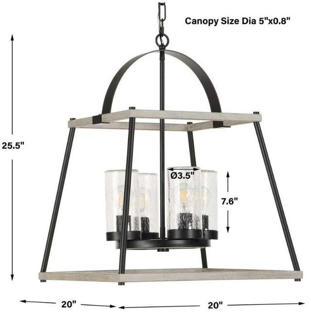 Uttermost® Edgecomb Faux Beechwood/Matte Black 4-Light Indoor-Outdoor Pendant-2