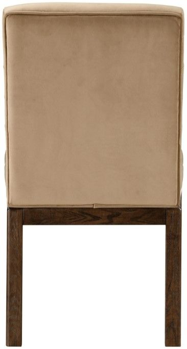 Meridian Furniture Evelyn Beige/Walnut Velvet Upholstered Side Chair-3