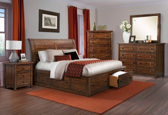 Elements International Dawson Creek Dark Wood Sleigh Storage Bedroom-1