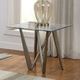 Furniture of America® Wohlen Glass Top End Table with Champagne Base-0