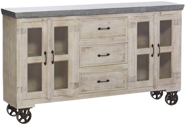 Jaipur Furniture Guru White Wash Galvanized Top Sideboard-0