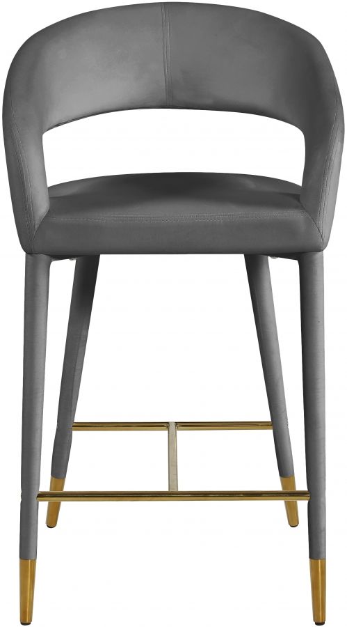 Meridian Furniture Destiny Grey Velvet Stool-2