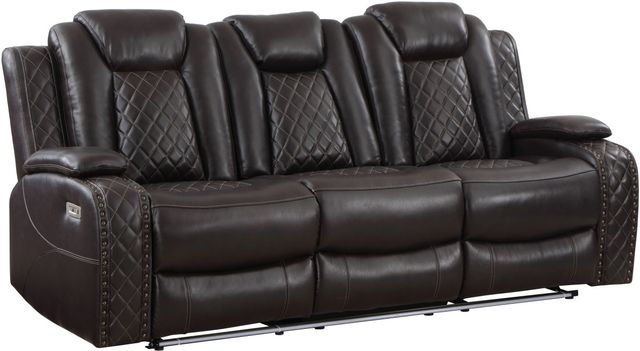 New Classic® Home Furnishings Joshua Brown Sofa with Dual Recliner-0