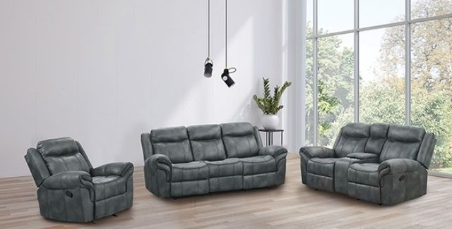 Furniture of America® Agata Dark Gray Glider Recliner Loveseat-2