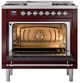 Ilve® Nostalgie II Noblesse 36'' Burgundy Pro Style Dual Fuel Range with Chrome Trim-2