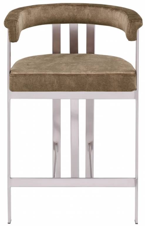 Meridian Furniture Marcello Brown/Brushed Chrome Counter Stool-1