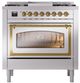 Ilve® Nostalgie II Noblesse 36'' Stainless Steel Pro Style Dual Fuel Range with Brass Trim-1