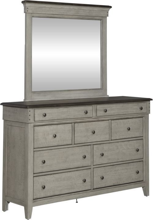 Liberty Furniture Ivy Hollow 4-Piece Dusty Taupe/Weathered Linen Queen Mantel Bedroom Set-3