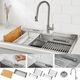 Forno Acqua MultiSINK Stainless Steel Dual Mount 3-Level Workstation Sink with Faucet, Waterfall and Glass Rinser-0