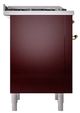 Ilve® Nostalgie II Noblesse 36'' Burgundy Pro Style Dual Fuel Range with Brass Trim-2