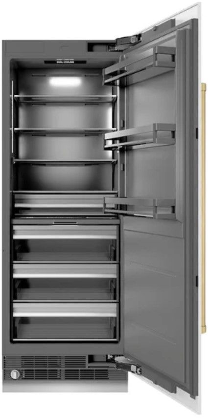 ZLINE Autograph Edition 30" 16.7 Cu. Ft. Column Refrigerator in White Matte with Graphite Gray Interior and Champagne Bronze Accents-1