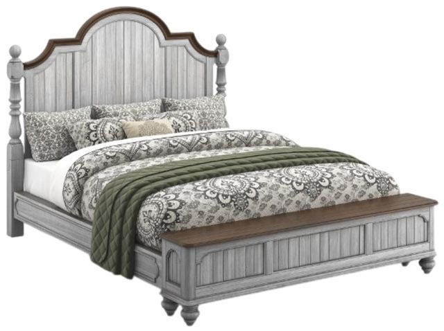 Flexsteel® Plymouth® Distressed Graywash California King Storage Bed-0