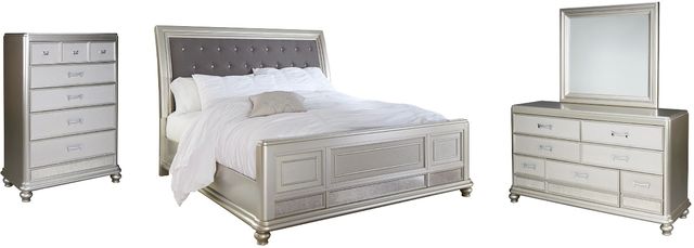 Signature Design by Ashley® Coralayne 4-Piece Silver Queen Sleigh Bed Set-0