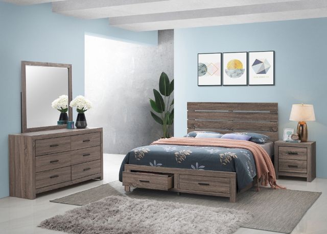 Coaster® Brantford 4-Piece Barrel Oak King Storage Bedroom Set-1