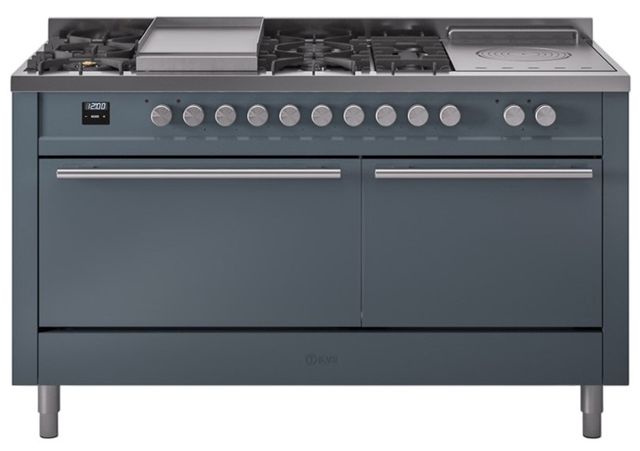 Ilve® Professional Plus II 60" Blue Grey Pro Style Dual Fuel Range-0