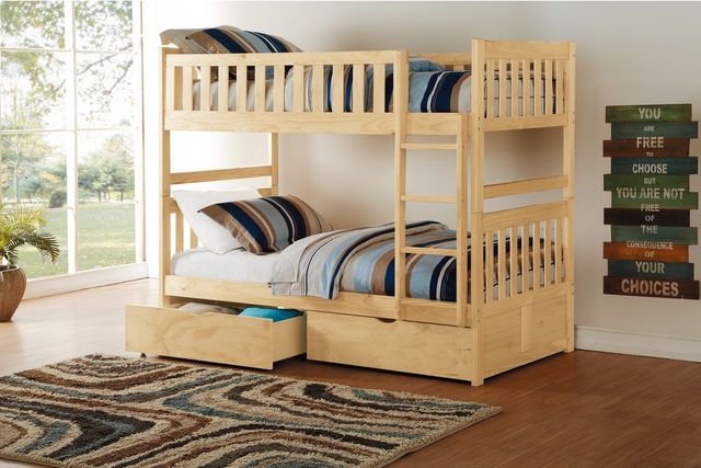 Homelegance® Bartly Natural Pine Youth Twin/Twin Storage Bunk Bed-1