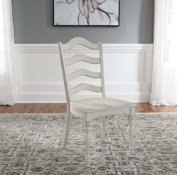 Liberty Furniture Magnolia Manor Antique White Ladder Back Side Chair-1