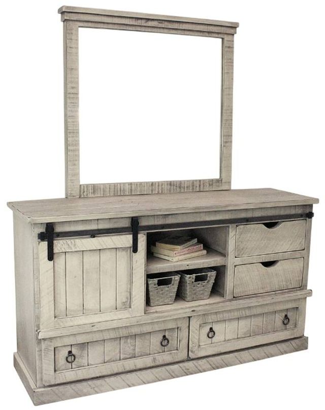 American Heartland Manufacturing Rustic 6-Drawer Dresser and Mirror-0
