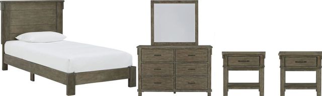 Signature Design by Ashley® Shamryn 5-Piece Grayish Brown Twin Panel Bed Set-0