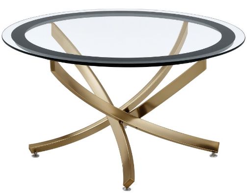 Coaster® Brooke Glass Top Coffee Table with Rose Brass Metal Base-0