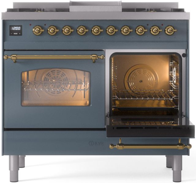 Ilve® Nostalgie II Series 40" Blue Grey Pro Style Dual Fuel Range-3