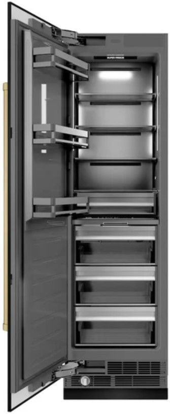 ZLINE Autograph Edition 24 in. 12.4 Cu. Ft. Column Freezer in Black Stainless Steel with Graphite Gray Interior and Champagne Bronze Accents-1