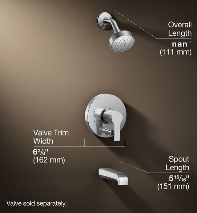 KOHLER® Pitch® Rite-Temp® Polished Chrome 2.5 GPM Bath and Shower Trim Kit with Push-Button Diverter-2