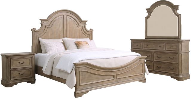Liberty Furniture Magnolia Manor 4-Piece Weathered Bisque California King Panel Bedroom Set-0